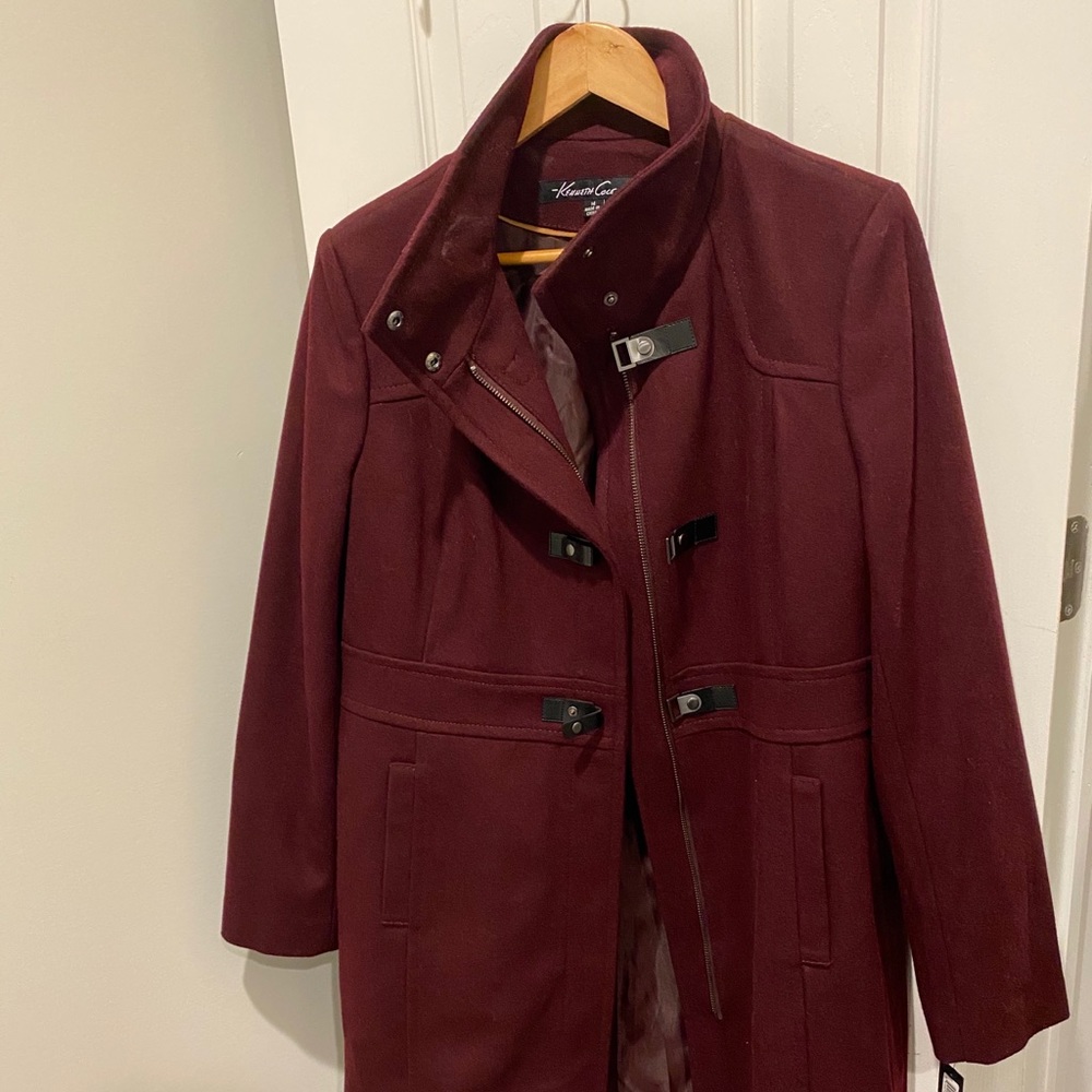 Kenneth Cole Wool Blend Buckle Coat